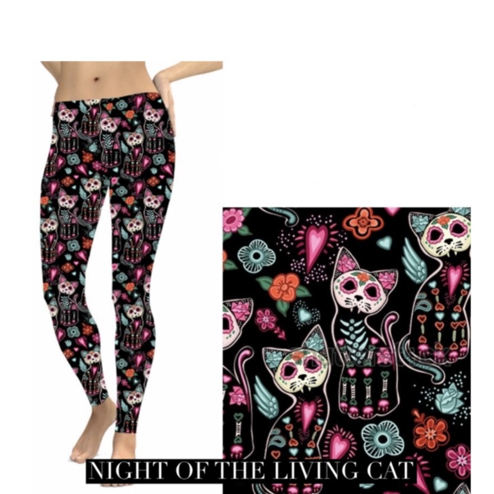 Sugar Skull Kitty leggings  OS